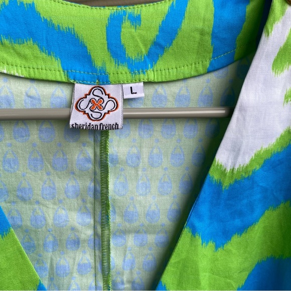 Embellished Sheridan French Tunic dress Green & blue cap Sleeves Large - Picture 7 of 8